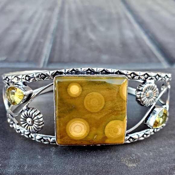 New Ocean Jasper & Citrine 925 Silver Bracelet. - Picture 15 of 16